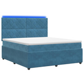 Łóżko z box spring LED z materacem niebieski 140 x 200 cm Welur