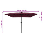 Parasolka ogrodowa Bordeaux Czerwony 295 x 295 x 245 cm