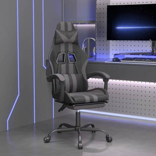 vidaXL Obrotowy fotel gamingowy z podnóżkiem, czarno-szary