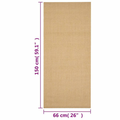 vidaXL Dywanik, naturalny sizal, 66x150 cm