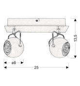 Lampa sufitowa TONY listwa regulowana 2-punktowa do salonu metalowa