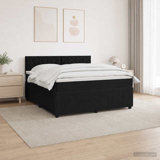 Łóżko kontynentalne z materacem Czarny 140 x 190 cm Welur