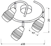 Lampa sufitowa Jubilat spot ze szklanymi kloszami regulowana 3-punktowa do salonu