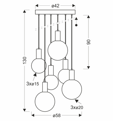 Lampa wisząca Testa beżowa białe klosze kule 6x10W G9 regulowana