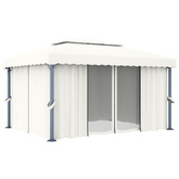vidaXL Altana ogrodowa z zasłonami, 4 x 3 m, kremowa, aluminium