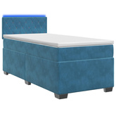 Łóżko Box Spring z materacem i LED niebieski 80 x 200 cm Welur