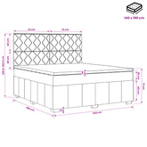 Łóżko z box spring LED z materacem Ciemnoszary 140 x 190 cm