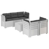 5-osobowa sofa ogrodowa z poduszkami w stylu rattanowym PP