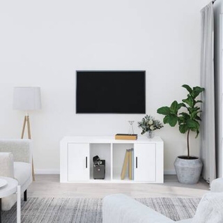 vidaXL Szafka pod TV, wysoki połysk, biała, 100x35x40 cm