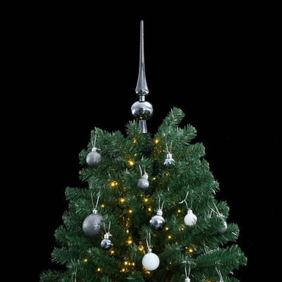 vidaXL Sztuczna choinka na zawiasach, 300 lampek LED i bombki, 240 cm wariant 4