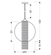 Lampa wisząca czerwona 1xE27 50cm ALLANI 31-26699 Z KRYSZTAŁKAMI