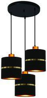 Assam lampa wisząca talerz czarny+złoty 3x60w e27 abażur czarny+złoty pasek