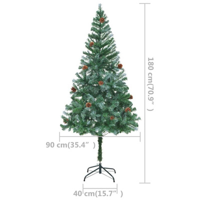 vidaXL Sztuczna choinka z lampkami, bombkami i szyszkami, 180 cm wariant 6
