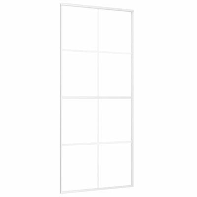 Drzwi przesuwne, szkło ESG i aluminium, 90x205 cm, białe