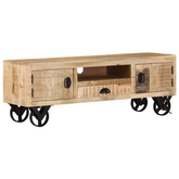 vidaXL Szafka pod TV na kółkach, 110x30x37 cm, surowe drewno mango