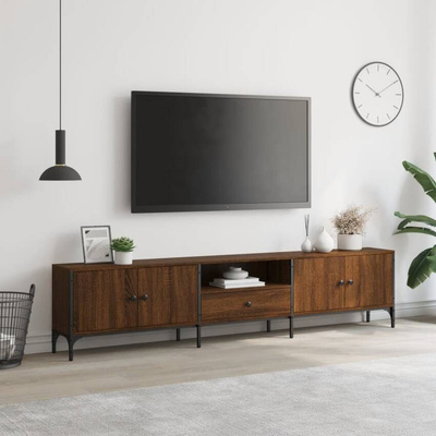 vidaXL Szafka pod TV, z szufladą, brązowy dąb, 200x25x44 cm