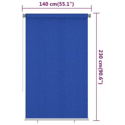 vidaXL Roleta zewnętrzna, 140x230 cm, niebieska, HDPE
