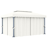 vidaXL Altana ogrodowa z zasłonami, 4 x 3 m, kremowa, aluminium