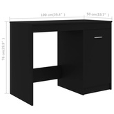 vidaXL Biurko, czarne, 100x50x76 cm, materiał drewnopochodny model standard