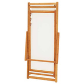 vidaXL Składany leżak, drewno eukaliptusa i kremowa tkanina