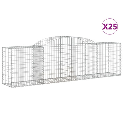 Kosze gabionowe, 25 szt, 300x50x80/100 cm, galwanizowane żelazo