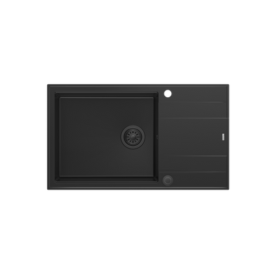 EVAN 136 XL GraniteQ zlewozmywak z syfonem Push To Open 1-komorowy z/o (860x500x210; kom. 420x490) pure carbon / elementy pure carbon