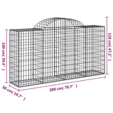 Kosze gabionowe, 5 szt, 200x50x100/120 cm, galwanizowane żelazo