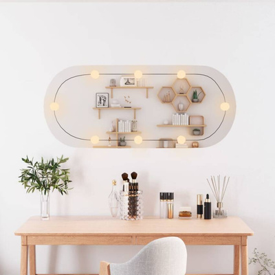 vidaXL Lustro ścienne z LED, 25x60 cm, szklane, owalne