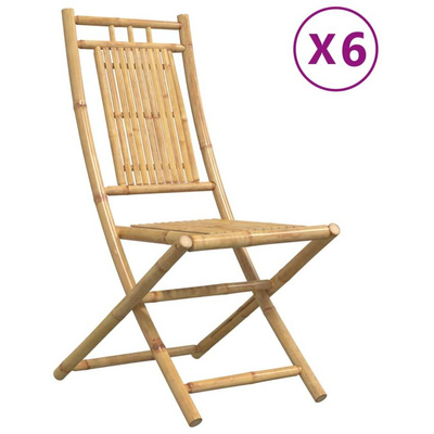 vidaXL Składane krzesła ogrodowe, 6 szt., 46x66x99 cm, bambusowe