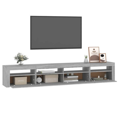 vidaXL Szafka pod TV z oświetleniem LED, szary dąb sonoma,240x35x40 cm