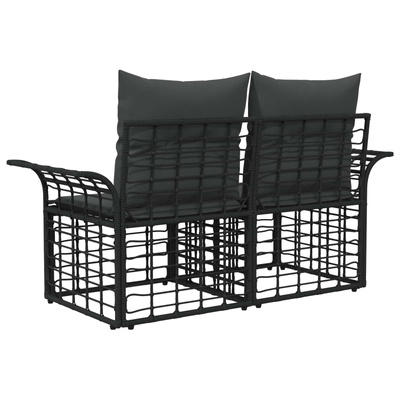 Ogrodowy loveseat 2 szt. 2-Liczba miejsc Czarny i Ciemnoszary