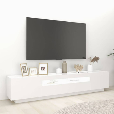 vidaXL Szafka pod TV z oświetleniem LED, biała, 200x35x40 cm