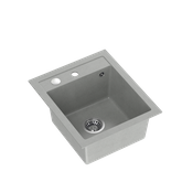 JOHNNY 100 GraniteQ zlewozmywak granitowy silver stone 1-komorowy z/o (43x50x20), z syfonem i zaślepką stal szlachetna