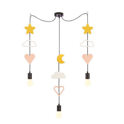 Trio hcsm p lampa wisząca czarny 3x20W E27 iq kids różowy+biały+złoty