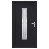 vidaXL Drzwi wejściowe, antracytowe, 98x208 cm, PVC