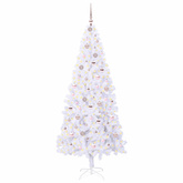Sztuczna choinka z 300 diodami LED Biały 210 cm PVC i stal