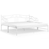 Sofa z wysuwaną ramą łóżka, biała, metalowa, 90x200 cm vidaXL