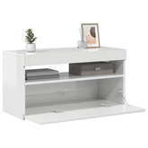 Szafka TV z oświetleniem LED, biała, wysoki połysk, 75x35x40 cm