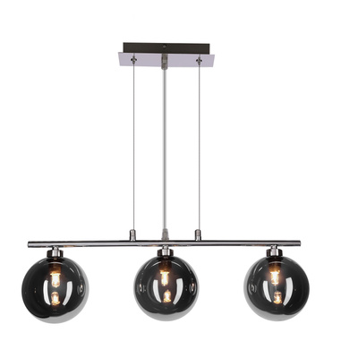 SOMUL lampa wisząca 3x20W G9 chrom klosze szklane 12 cm grafitowe nowoczesna elegancka oprawa oświetleniowa salon jadalnia kuchnia