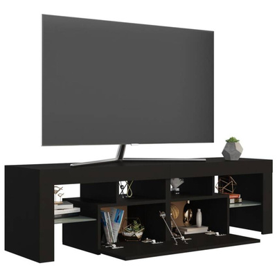 vidaXL Szafka pod TV z oświetleniem LED, czarna, 140x36,5x40 cm