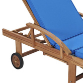 vidaXL Leżaki z poduszkami, 2 szt., lite drewno tekowe, niebieskie