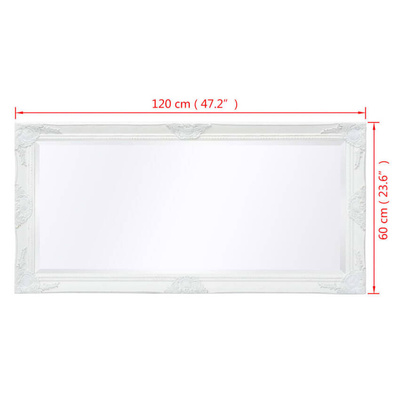 vidaXL Lustro ścienne w stylu barokowym, 120x60 cm, białe