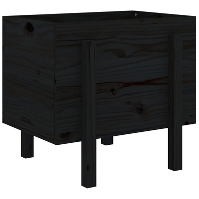 vidaXL Donica ogrodowa, czarna, 62x50x57 cm, lite drewno sosnowe