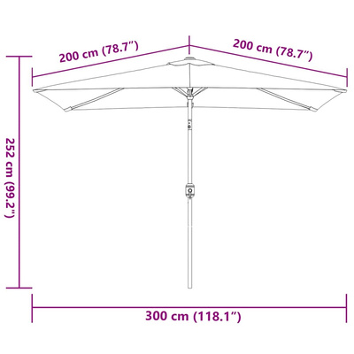 Parasol ogrodowy na metalowym słupku, 300 x 200 cm, antracytowy