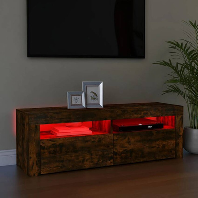 vidaXL Szafka pod TV z oświetleniem LED, przydymiony dąb, 120x35x40 cm model standard