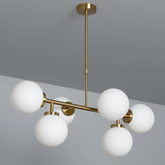 Lampa Wisząca Kule Mleczne Złota Abruzzo Liguria 6xE27
