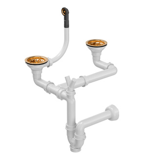 Odpływ zatyczkowy 3 1/2" z syfonem 2-komorowy PVD miedziany (GRANIT-pionowy), save space (12G14GR6-P2APVDC1)
