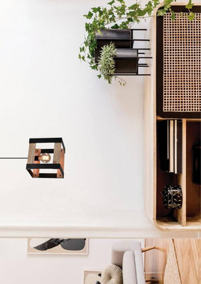Lampa wisząca czarna metalowa + drewno 40W E27 Varna 31-78513