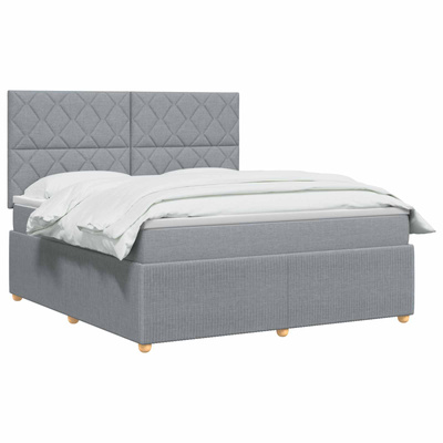 Łóżko z box spring LED z materacem jasnoszary 160 x 200 cm