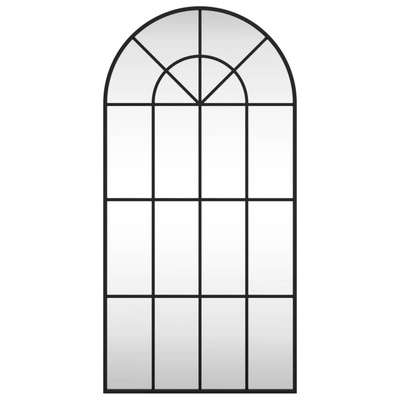 vidaXL Lustro ścienne, czarne, 50x100 cm, zakończone łukiem, żelazo